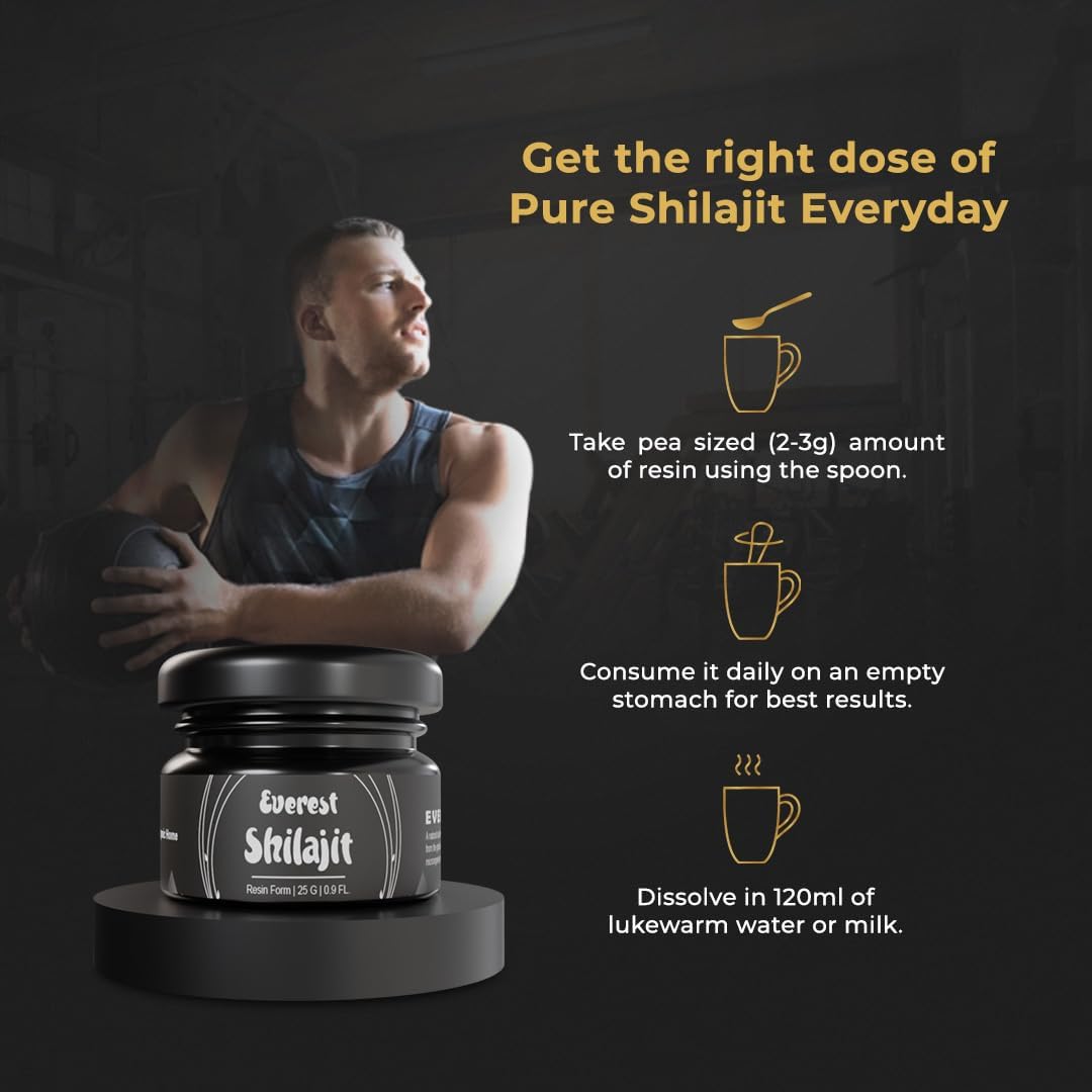 High Potency Gold Grade Everest Shilajit Resin for Men & Women | Natural 75% Fulvic Acid & 85+ Trace Minerals | Lab Tested Nepal Shilajit | 50 Servings, 25 GM