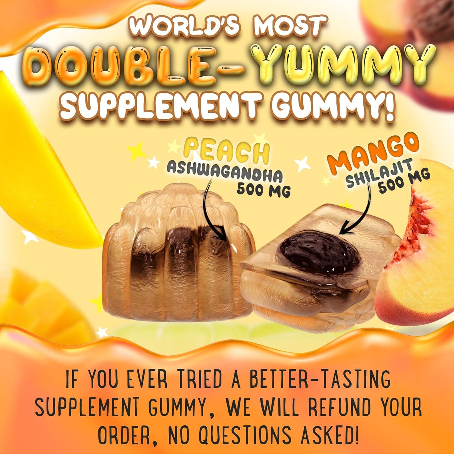 High Potency Gold Grade Pure Himalayan Shilajit Gummies with Ashwagandha & Shatavari - Energy Boost & Immune Support - 120 Gummy - Peach & Mango Flavor