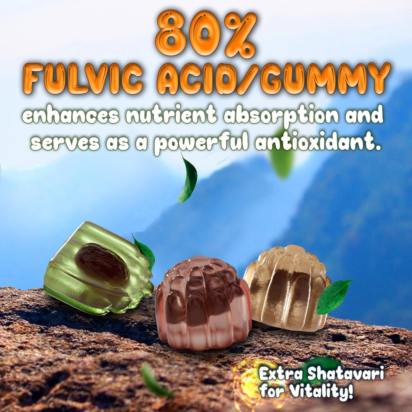 High Potency Gold Grade Pure Himalayan Shilajit Gummies with Ashwagandha & Shatavari - Energy Boost & Immune Support - 120 Gummy - Peach & Mango Flavor