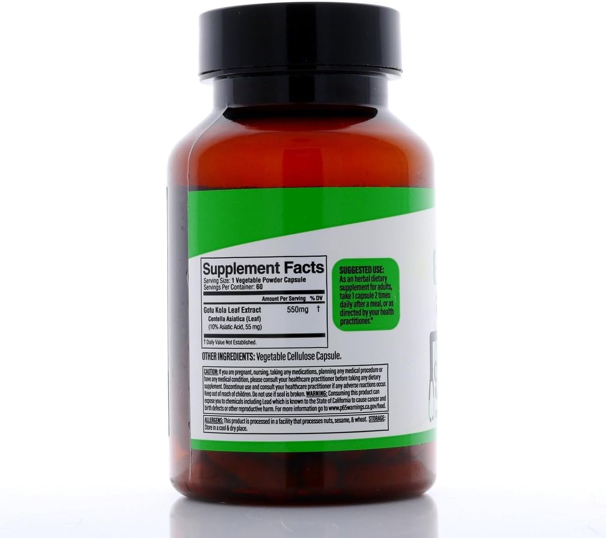 High Potency Gotu Kola Extract Capsules - 11000mg | 60 ct | 10:1 Centella Asiatica | Brain & Cognitive Support