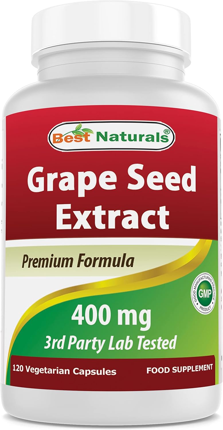 High Potency Grape Seed Extract 400mg Capsules - 120 Vegetarian Capsules - Antioxidant Supplement for Overall Health