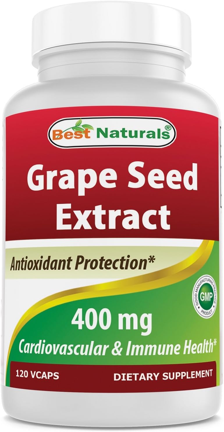 High Potency Grape Seed Extract 400mg Capsules - 120 Vegetarian Capsules - Antioxidant Supplement for Overall Health