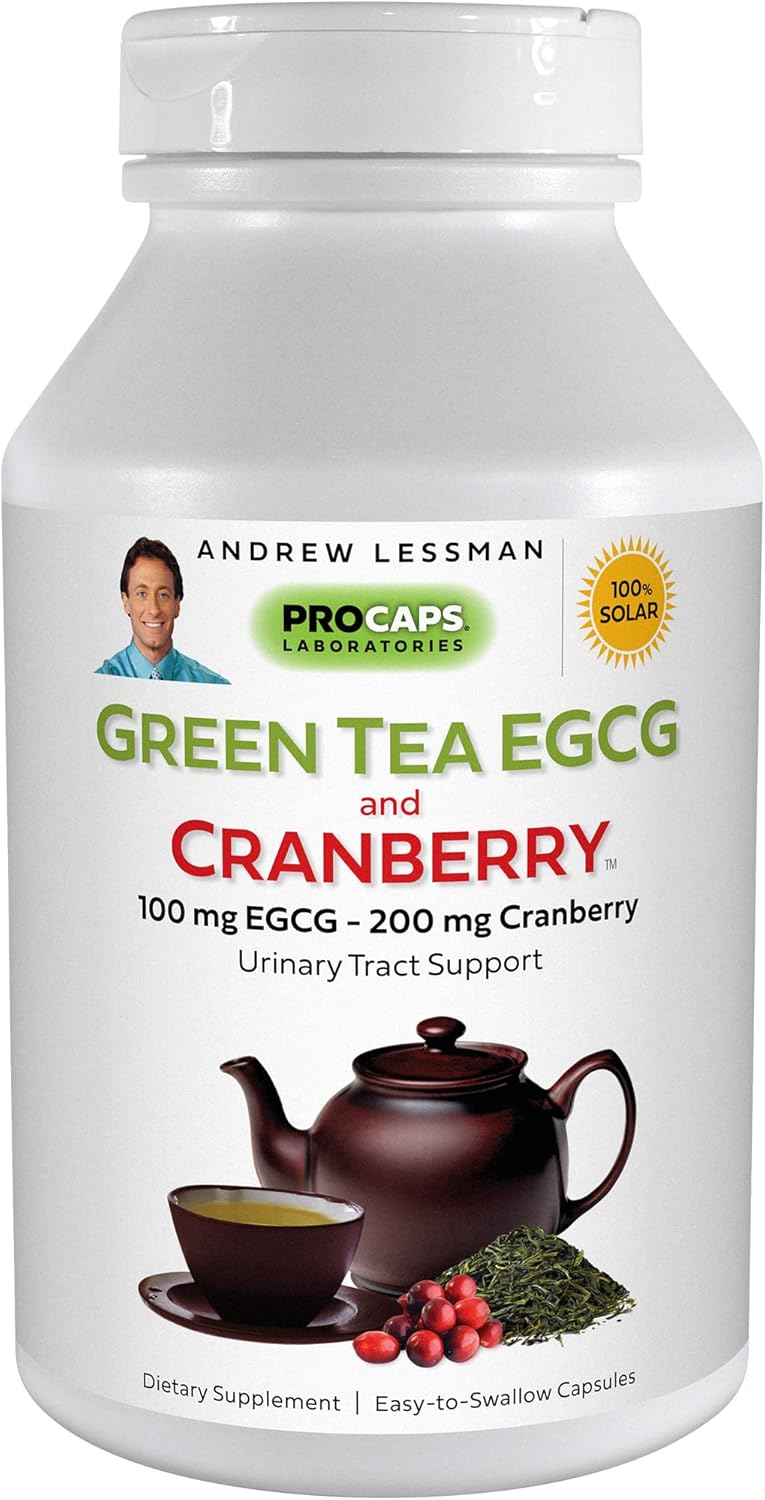 High-Potency Green Tea EGCG and Cranberry Capsules for Antioxidant Support - 180 Capsules, Standardized for Catechins and Polyphenols to Protect Body Organs and Tissues