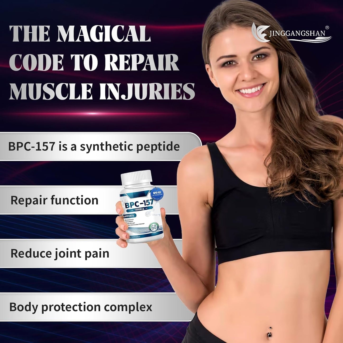 High Potency HAIION BPC 157 Peptide Capsules for Muscle & Workout Recovery - 1000 Mcg, 60 Capsules - Gluten Free Supplement for Faster Recovery and Gut Healing