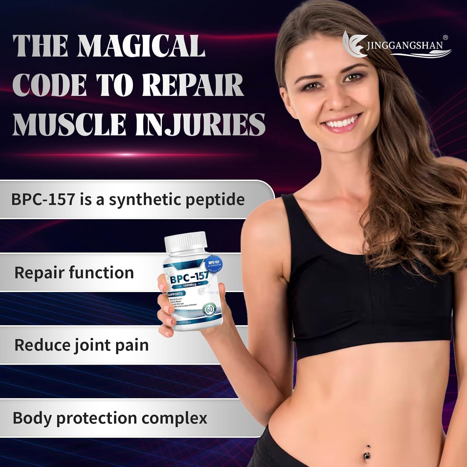 High Potency HAIION BPC 157 Peptide Capsules for Muscle & Workout Recovery - 1000 Mcg, 60 Capsules - Gluten Free Supplement for Faster Recovery and Gut Healing