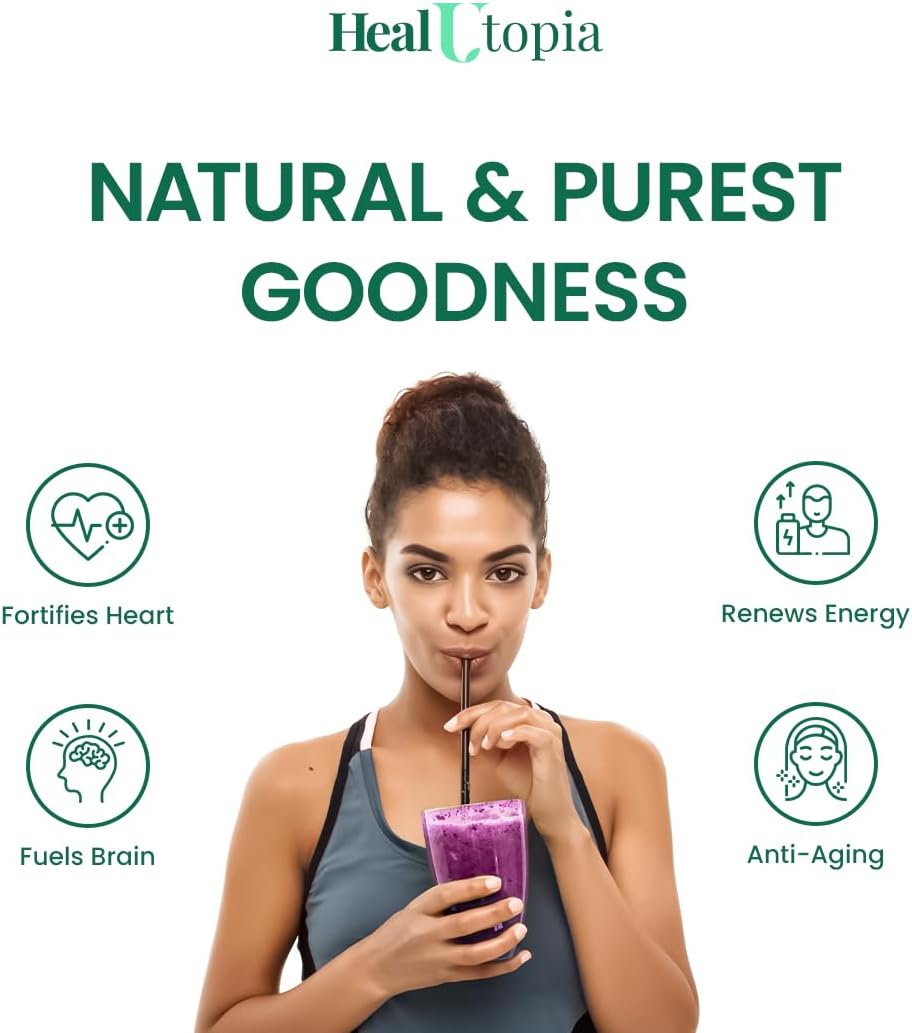 High Potency HealUtopia MegaPlus Super Antioxidant with Mulberry, Cistanche, Green Tea, Rosehip, Blueberry Extracts - Supports Immunity, Heart, Joint Health - Non-GMO, Made in USA - 30 Servings