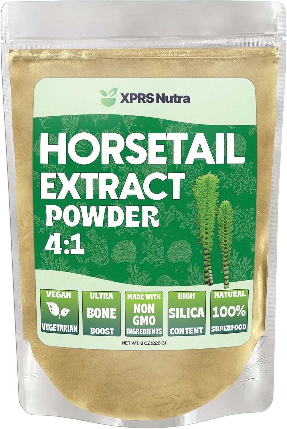 High Potency Horsetail Root Powder for Hair, Nails, and Bones - Vegan-Friendly Silica-Rich Extract (8 oz)