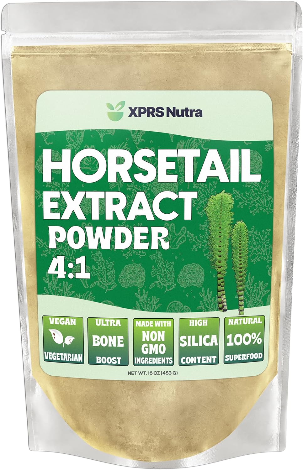 High Potency Horsetail Root Powder for Hair, Nails, and Bones - Vegan Friendly Silica Supplement for Maximum Results (16 oz)