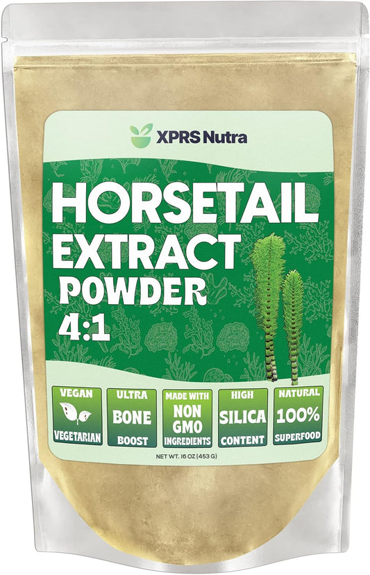 High Potency Horsetail Root Powder for Hair, Nails, and Bones - Vegan Friendly Silica Supplement for Maximum Results (16 oz)