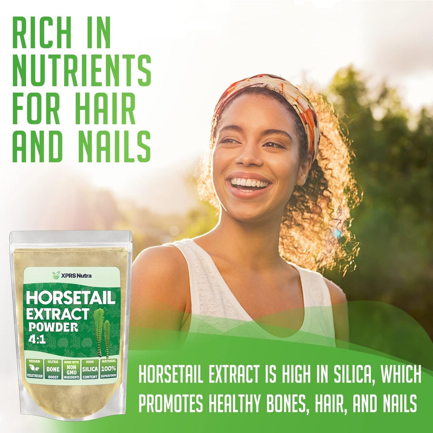High Potency Horsetail Root Powder for Hair, Nails, and Bones - Vegan Friendly Silica Supplement for Maximum Results (16 oz)