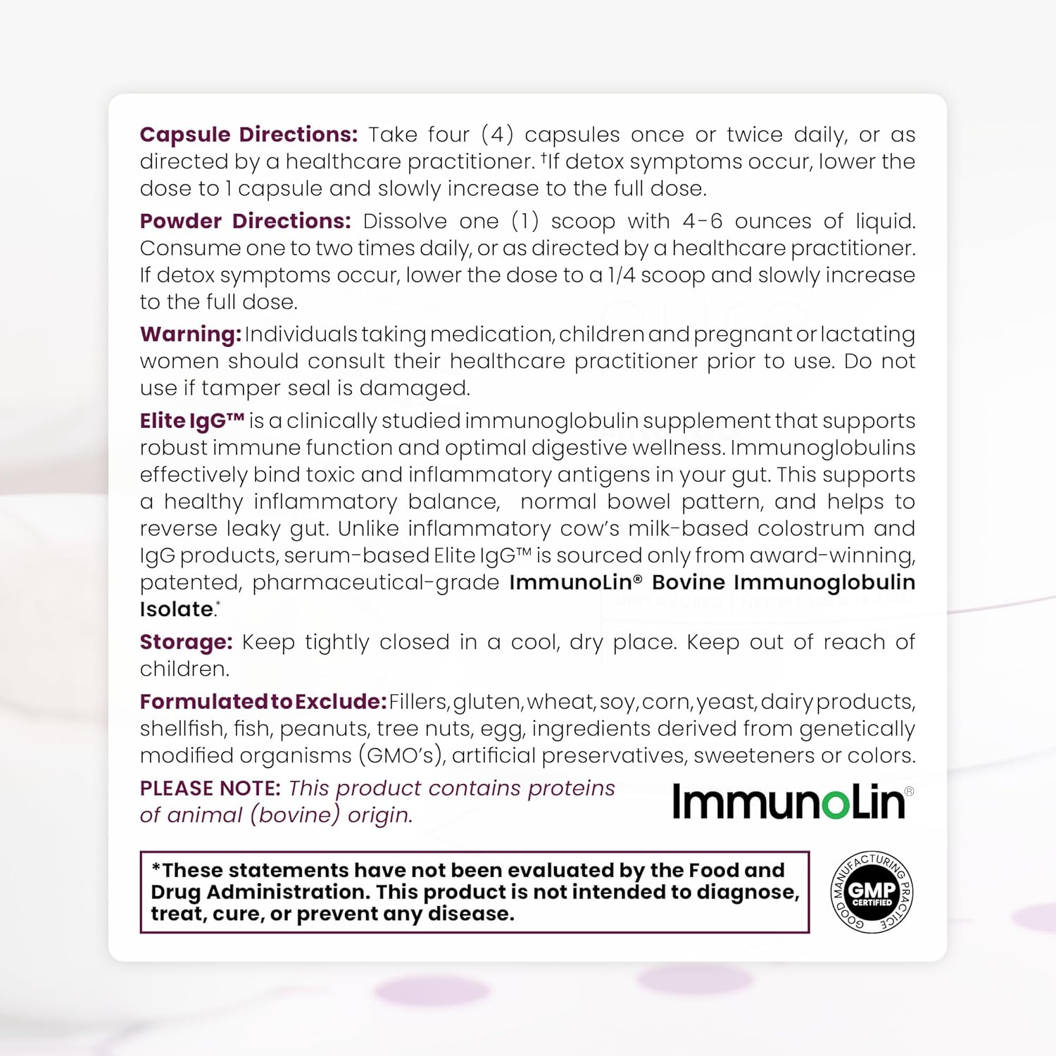 High-Potency IgG Immunoglobulin Supplement - 1100mg | Serum-Derived IgA & IgM | Colostrum Alternative | Gluten, Dairy & GMO Free (30 Servings)