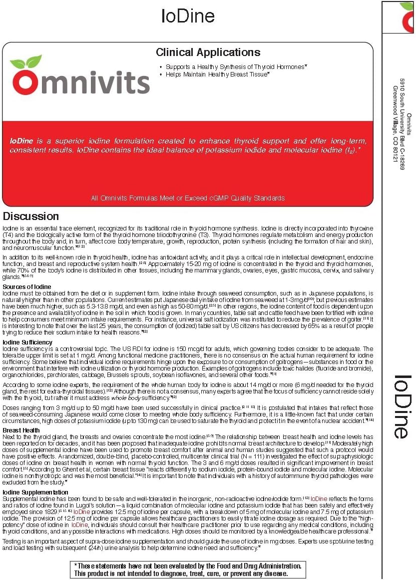 High Potency Iodine Complex Supplement - 12,500 mcg Dose - Potassium Iodide & Molecular Iodine - 90 Veg Capsules