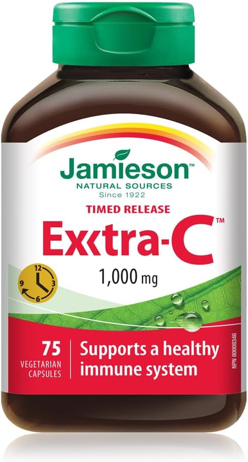 High-Potency Jamieson Extra-C 1000mg Vitamin C Capsules - 75 Count