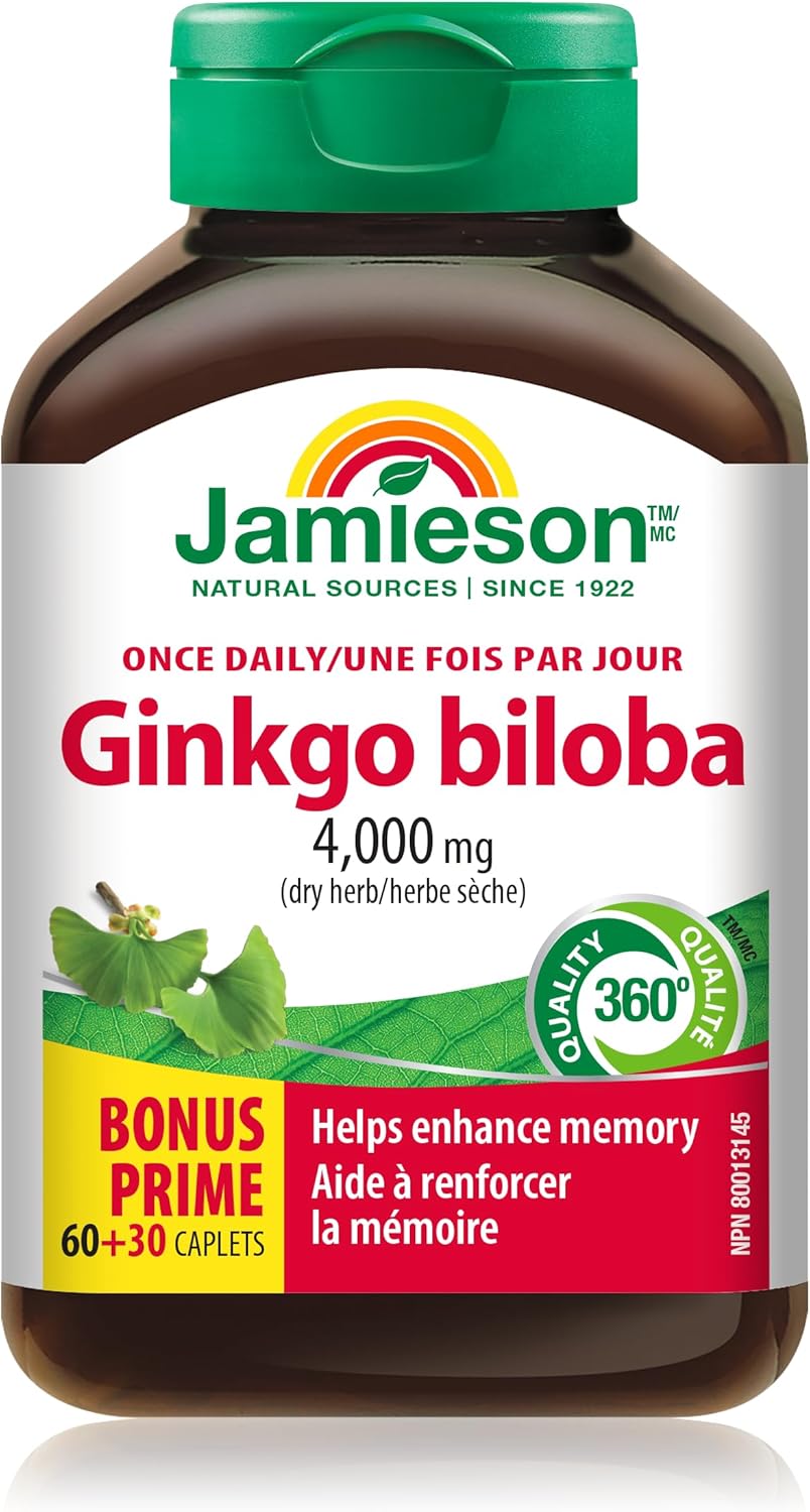 High-Potency Jamieson Ginkgo Biloba Caplets - 90 Count