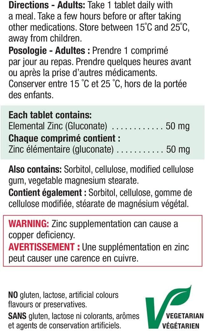 High Potency Jamieson Laboratories Zinc Supplement - 50 Mg Capsules