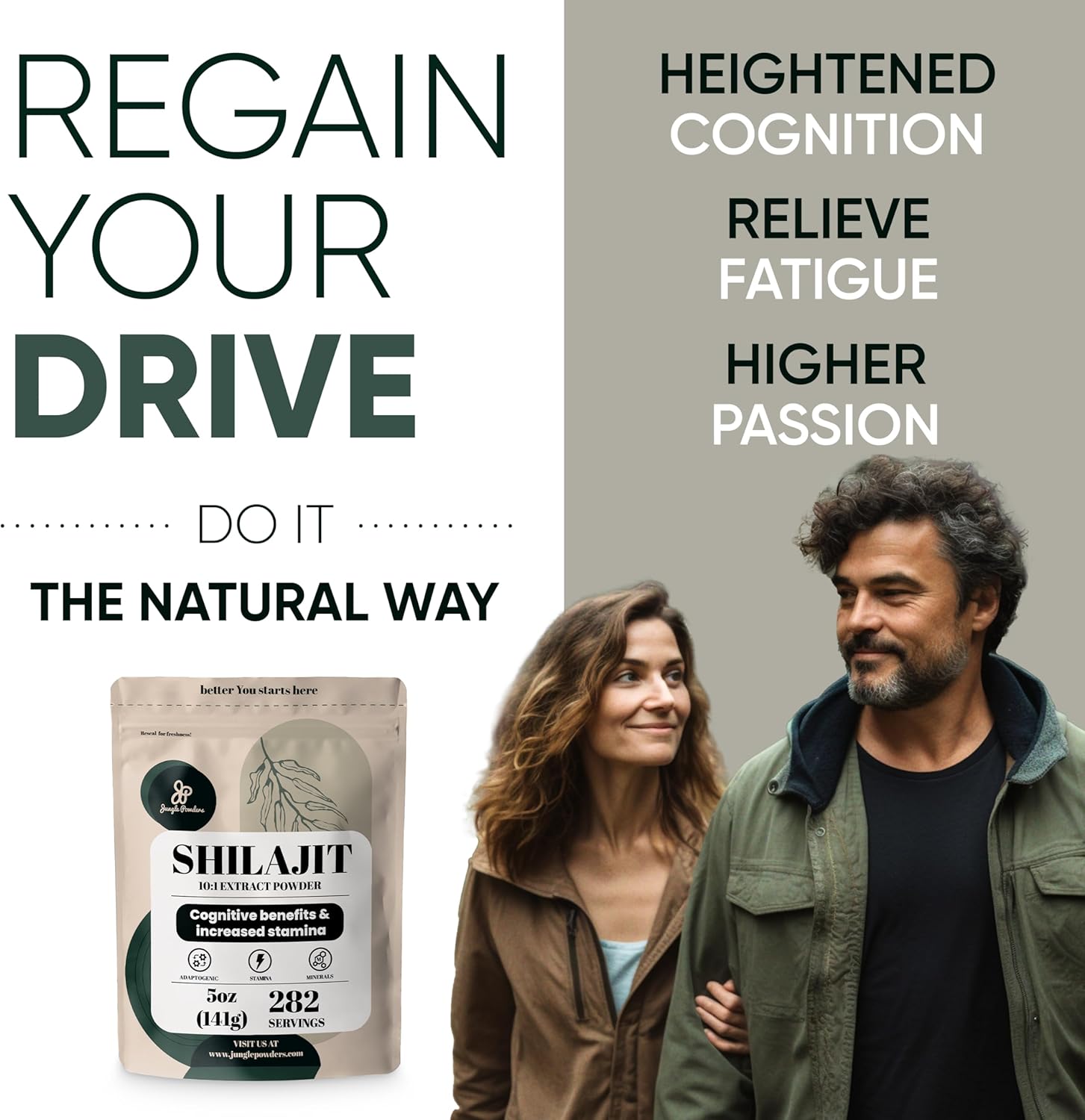 High Potency Jungle Powders Shilajit Powder Extract for Men - 5oz Bag, 282 Servings - Raw Fulvic Acid Immune Support Energy Supplement - Mineral Compound with Maltodextrin - Natural Shilajit Supplement