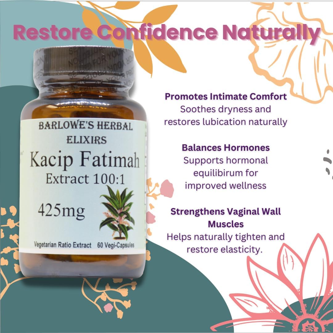 High-Potency Kacip Fatimah 100:1 Extract Capsules | Labisia Pumila Supplement for Women | 425mg | 60 Vegan Capsules