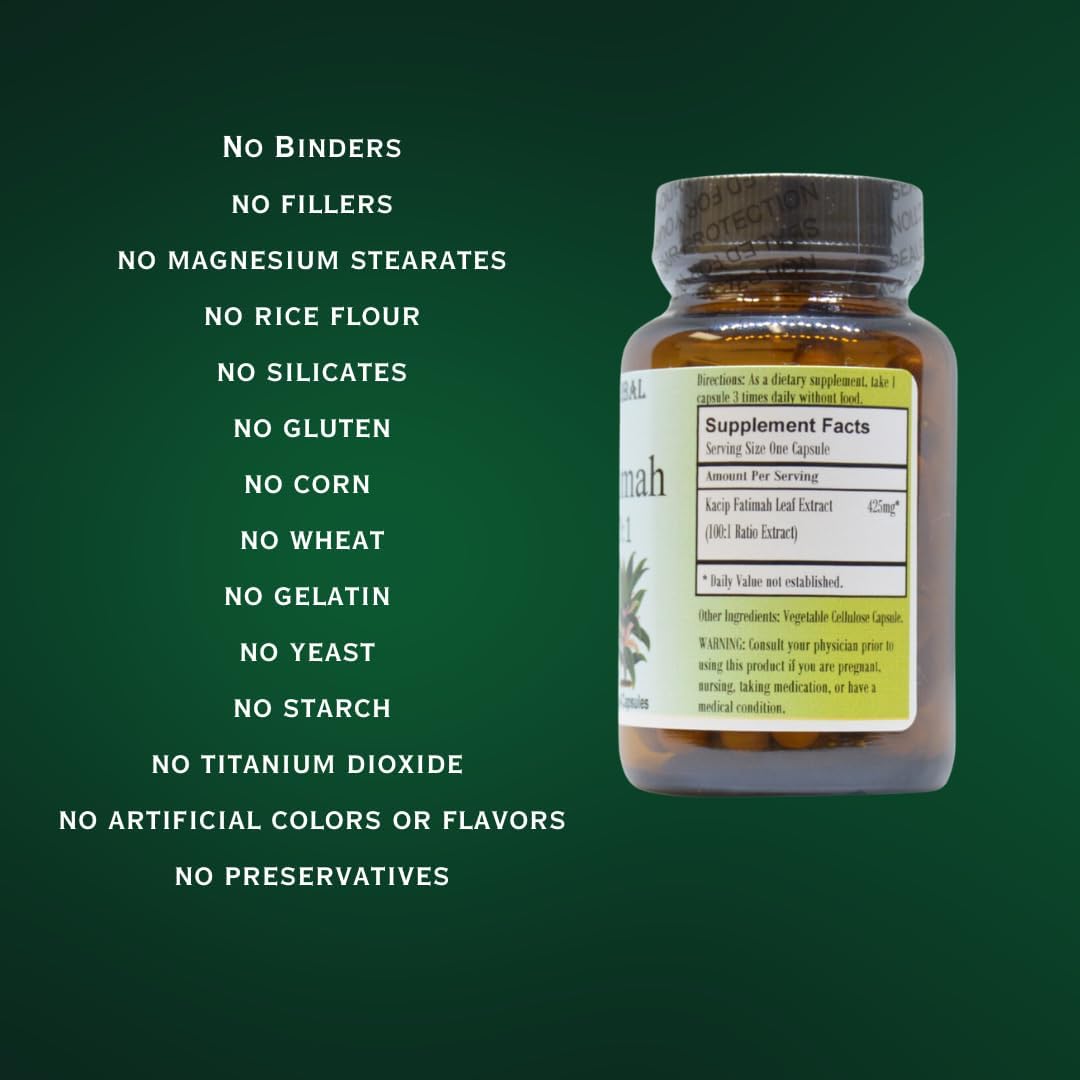 High-Potency Kacip Fatimah 100:1 Extract Capsules | Labisia Pumila Supplement for Women | 425mg | 60 Vegan Capsules