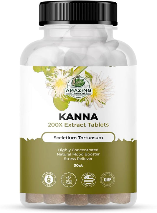 High Potency Kanna Extract Tablets - 10,000 mg Sceletium Tortuosum - Energy and Mood Booster - Immune Support - 30 Tablets