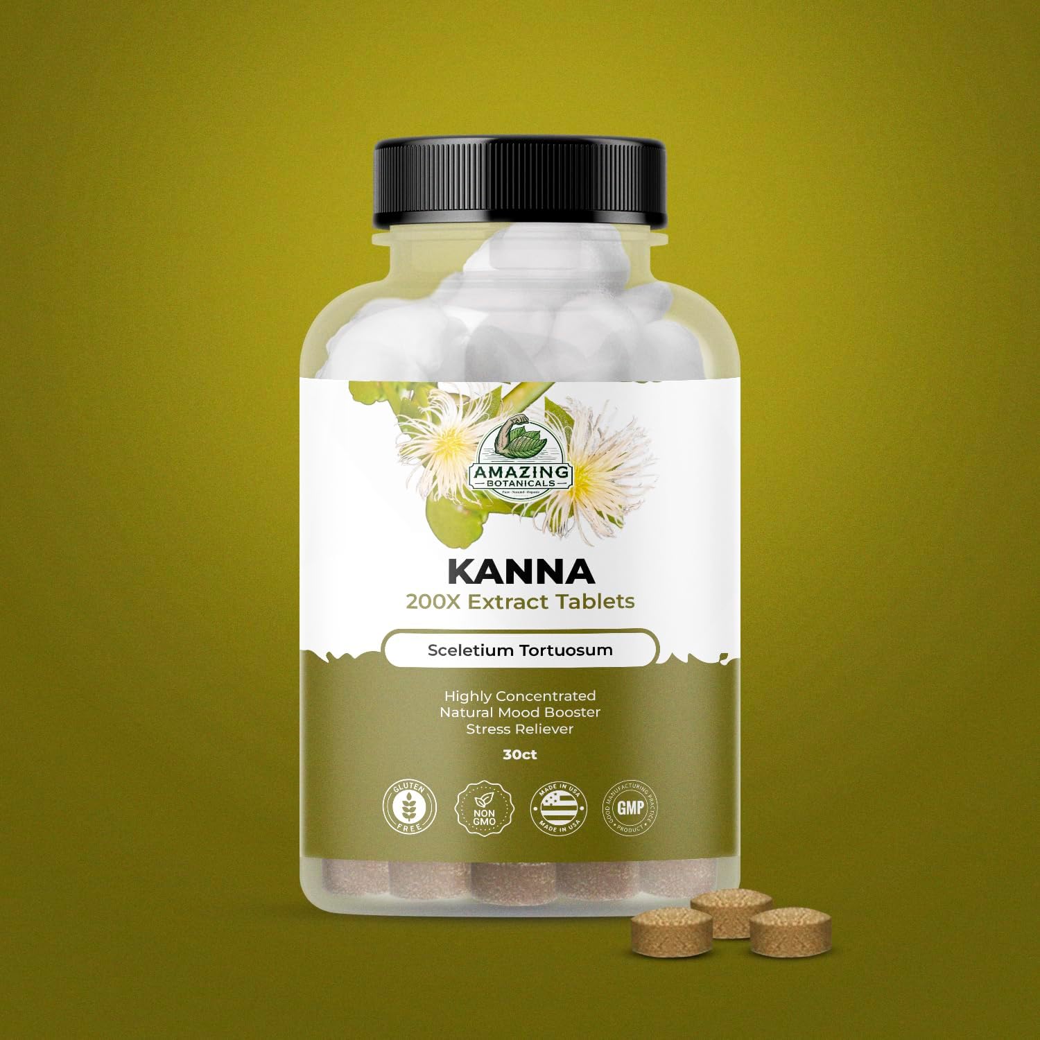 High Potency Kanna Extract Tablets - 10,000 mg Sceletium Tortuosum - Energy and Mood Booster - Immune Support - 30 Tablets