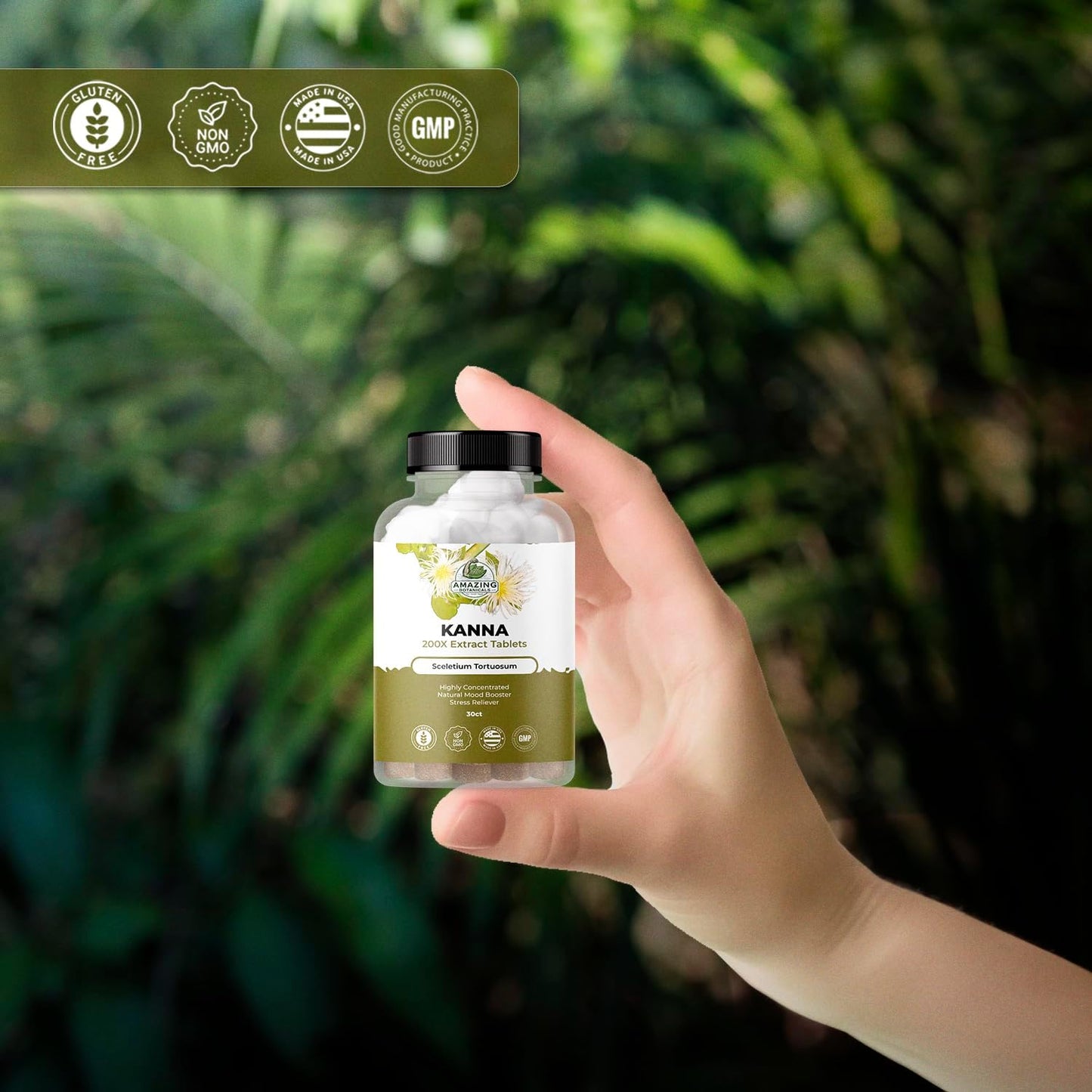 High Potency Kanna Extract Tablets - 10,000 mg Sceletium Tortuosum - Energy and Mood Booster - Immune Support - 30 Tablets