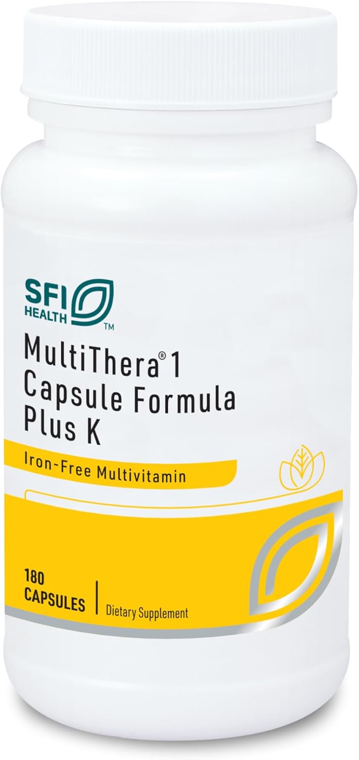 High Potency Klaire Labs MultiThera 1 Plus Multivitamin Capsules with Vitamin K1 & K2 - Iron-Free Formula, Active Folate, 180 Count - BoostGo Australia