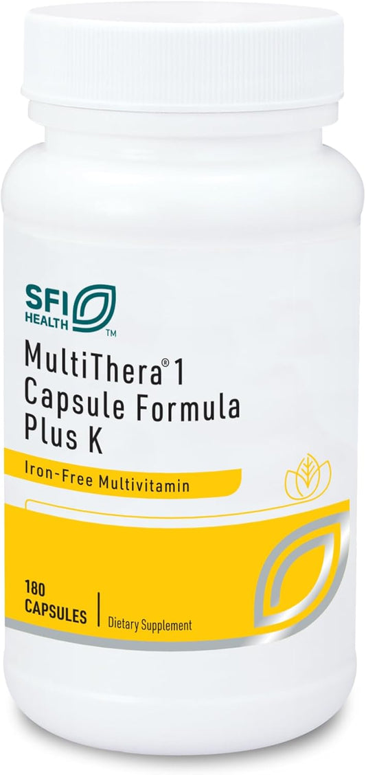 High Potency Klaire Labs MultiThera 1 Plus Multivitamin Capsules with Vitamin K1 & K2 - Iron-Free Formula, Active Folate, 180 Count - BoostGo Australia