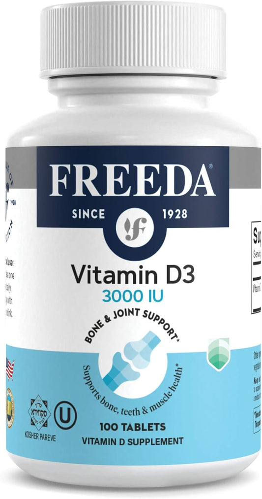 High Potency Kosher Vitamin D3-3000 IU Tablets for Bone, Muscle Health, Immune Support - 100 Tiny Tablets for Men and Women