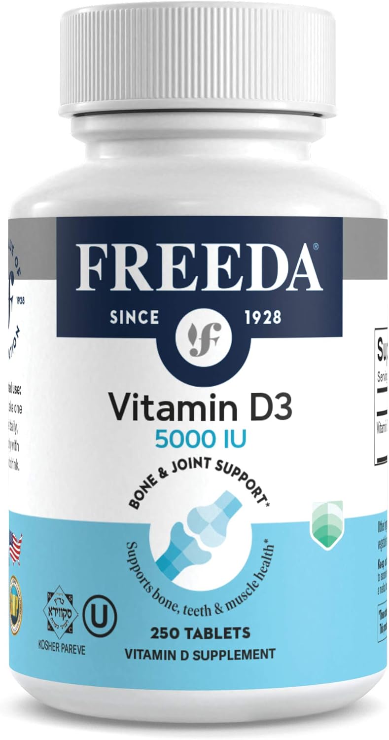 High Potency Kosher Vitamin D3-5000 IU Tablets for Bone and Muscle Health - Immune Support - 250 Count