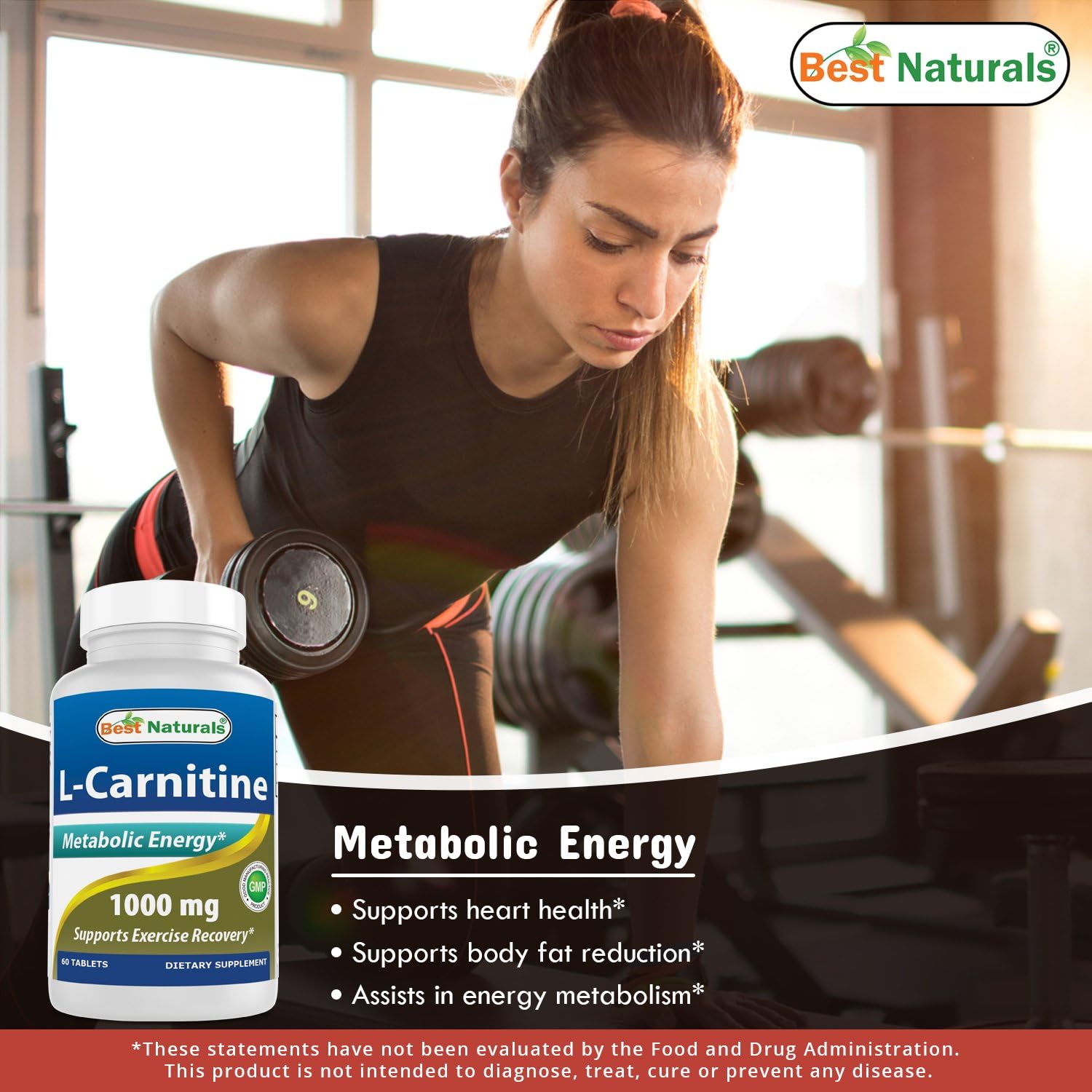 High Potency L-Carnitine 1000mg and Ashwagandha Extract 500mg Supplement for Energy and Stress Support