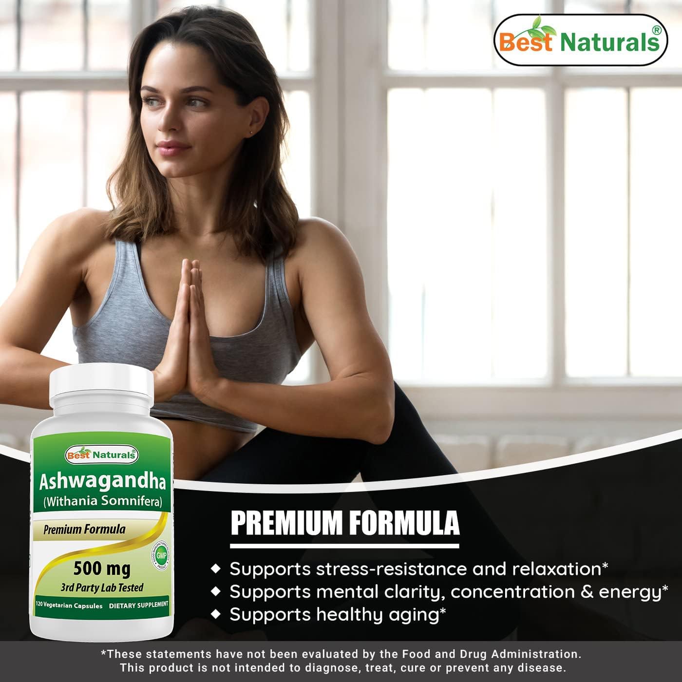 High Potency L-Carnitine 1000mg and Ashwagandha Extract 500mg Supplement for Energy and Stress Support