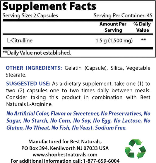 High Potency L-Citrulline and L-Carnitine Blend - 2500mg Total - Premium Quality Supplement