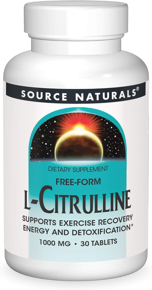 High Potency L-Citrulline Tablets for Exercise Recovery, Energy, and Detox - 1,000 mg - 30 Count