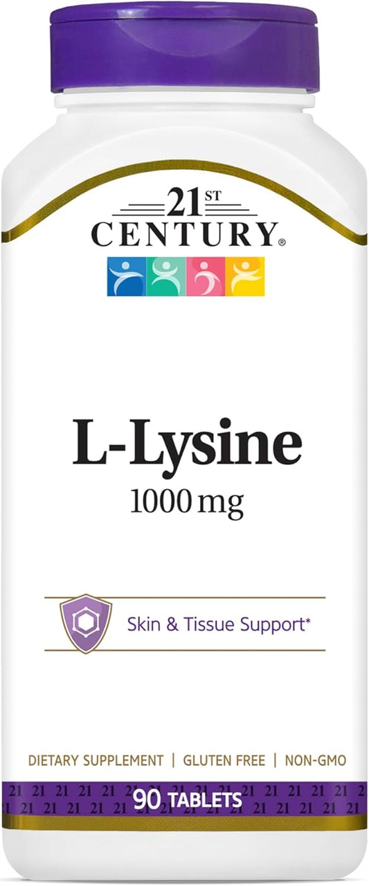 High Potency L-Lysine 1000mg Tablets for Immune Support - 90 Count, 21st Century Healthcare