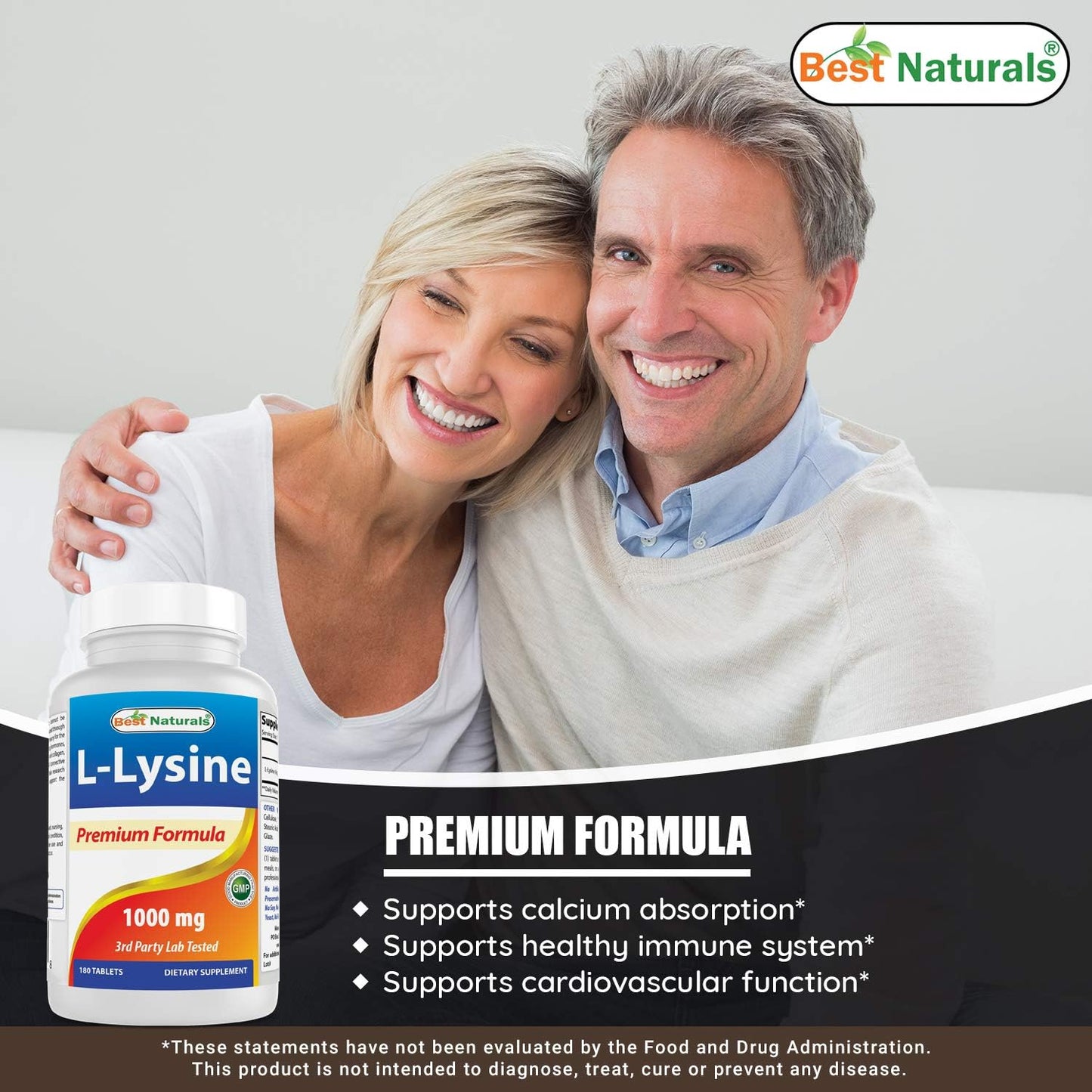 High Potency L-Lysine and Vitamin C Supplement - 1000mg Each for Immune Support and Overall Wellness