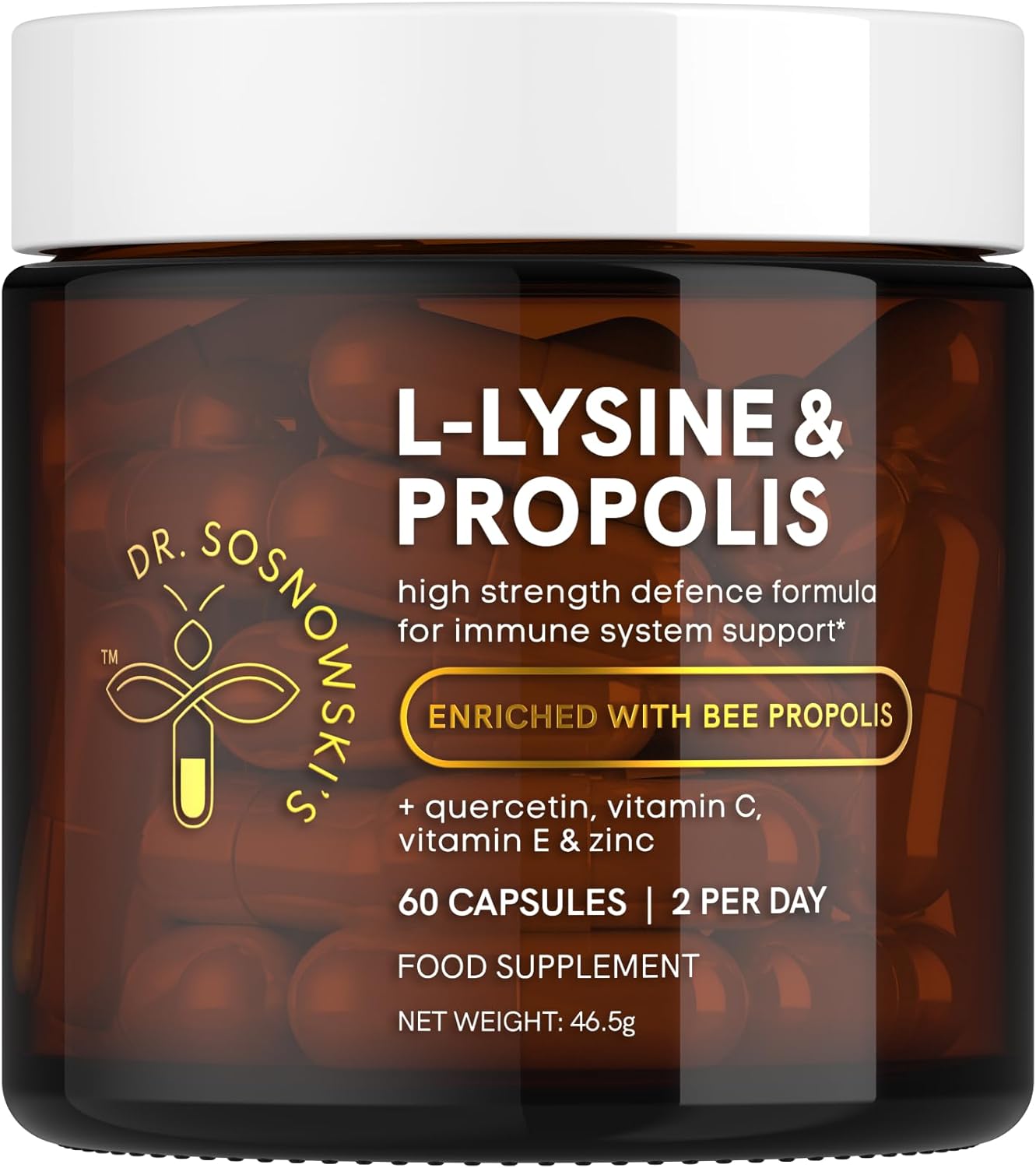 High Potency L-Lysine & Propolis Supplements for Immune Support with Quercetin, Vitamin C, E, and Zinc by Dr. Sosnowski