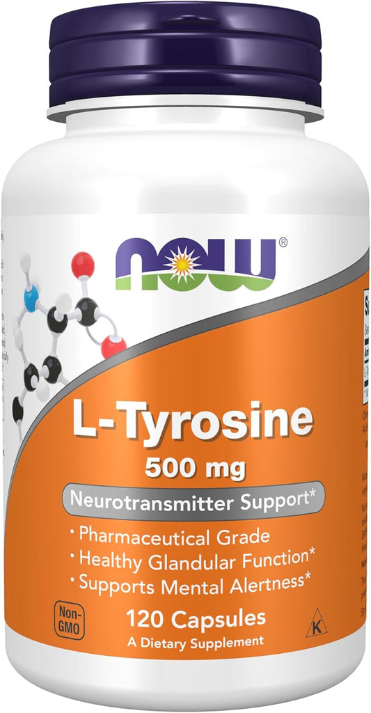 High Potency L-Tyrosine 500mg Supplement, 120 Capsules for Mental Focus and Energy