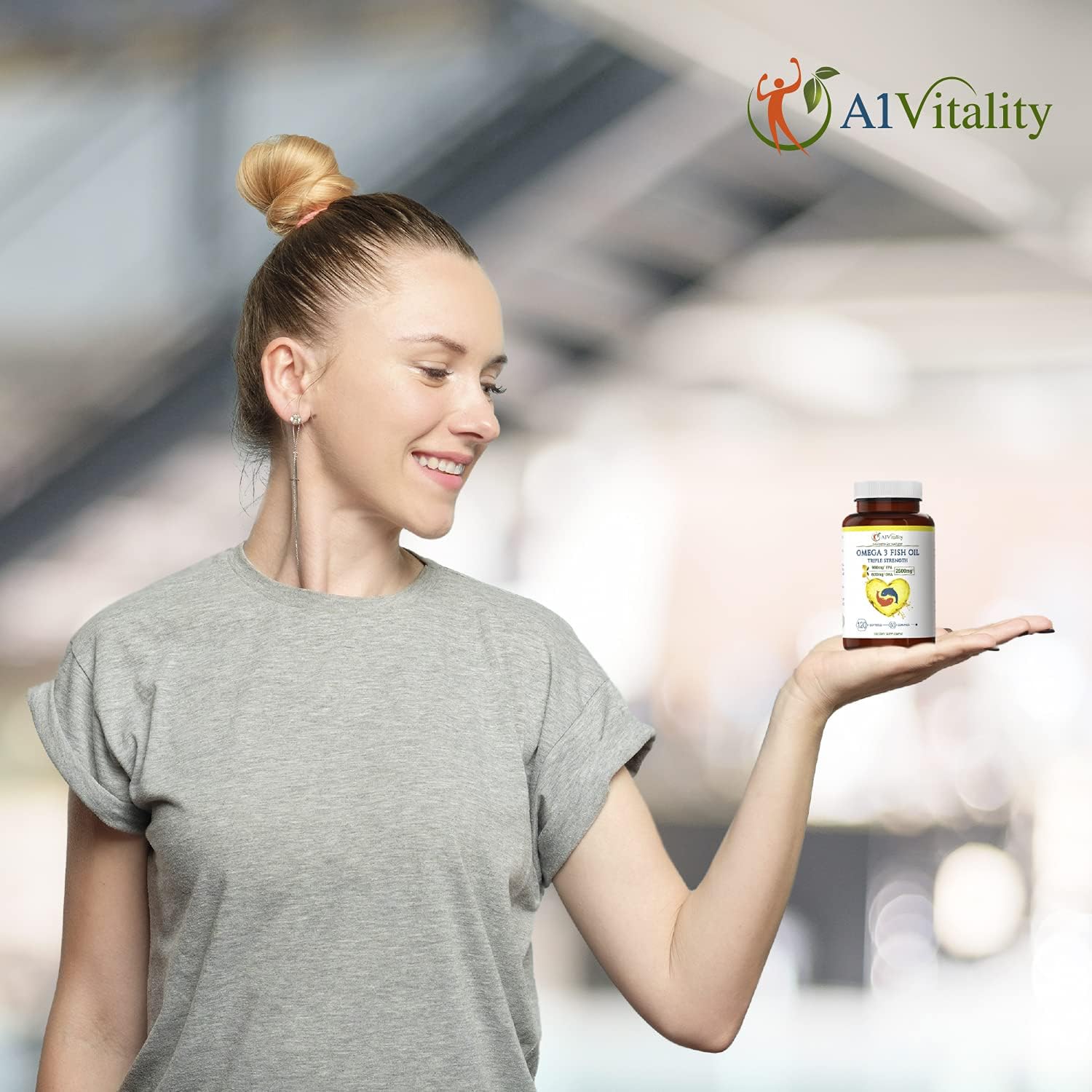 High Potency Lemon Flavored Omega 3 Fish Oil Supplement - 2500mg Triple Strength EPA DHA Softgels - Supports Brain, Heart, and Joint Health - 120 Count