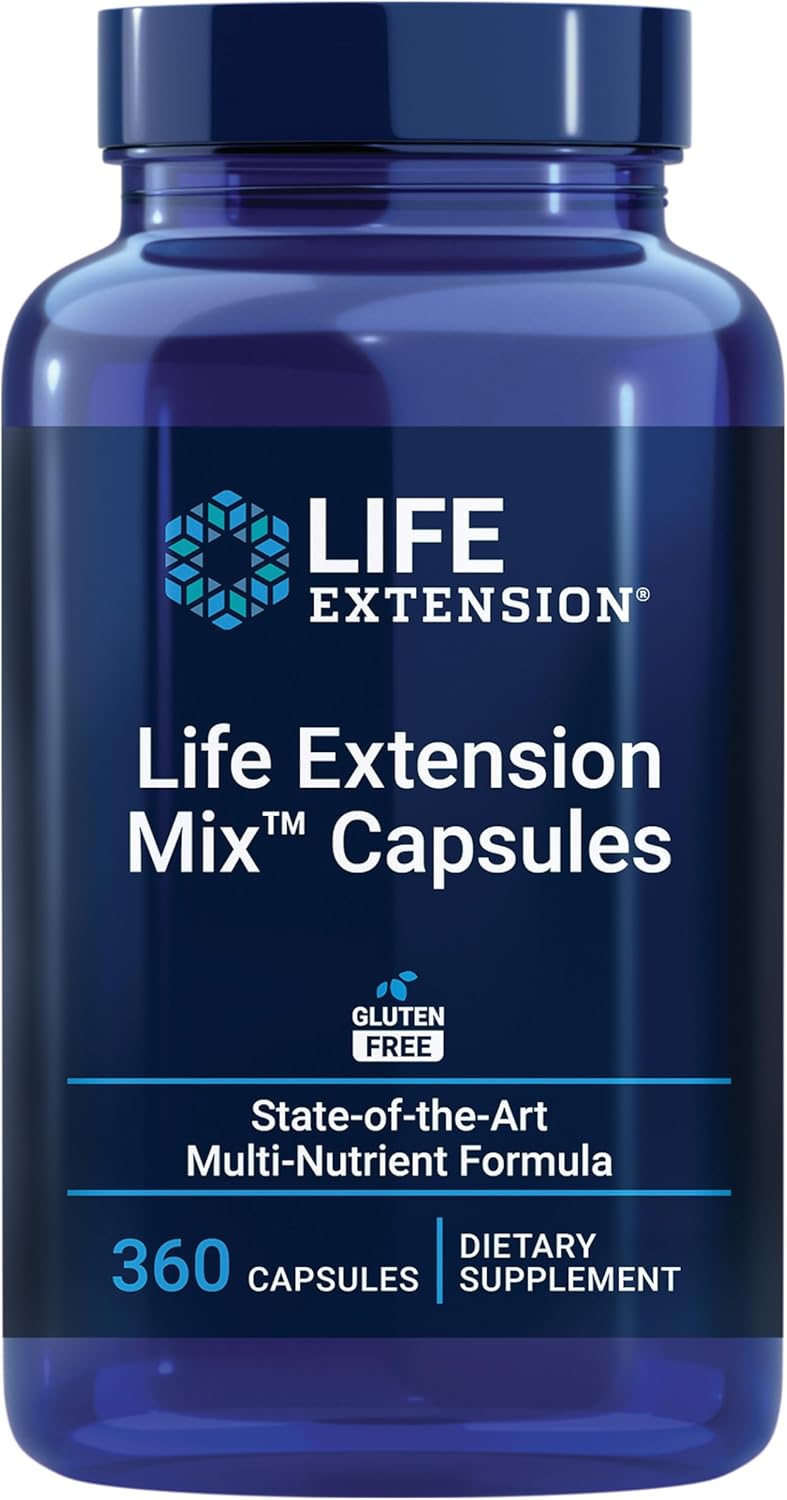 High-Potency Life Extension Mix™ Capsules with Vitamin C, B, D, E, Magnesium for Whole-Body Health, Healthy Aging - 360 Capsules