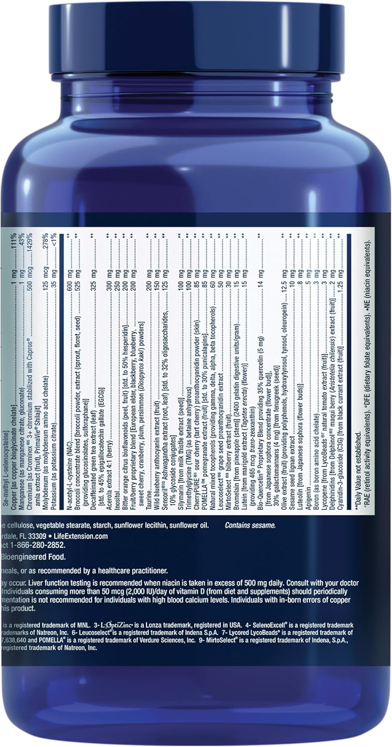 High-Potency Life Extension Mix™ Capsules with Vitamin C, B, D, E, Magnesium for Whole-Body Health, Healthy Aging - 360 Capsules