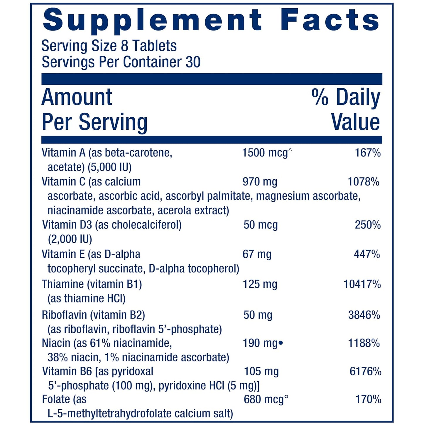 High-Potency Life Extension Mix Tablets with Vitamin C, B, D, E, Magnesium - Whole-Body Health & Healthy Aging Support - 240 Tablets