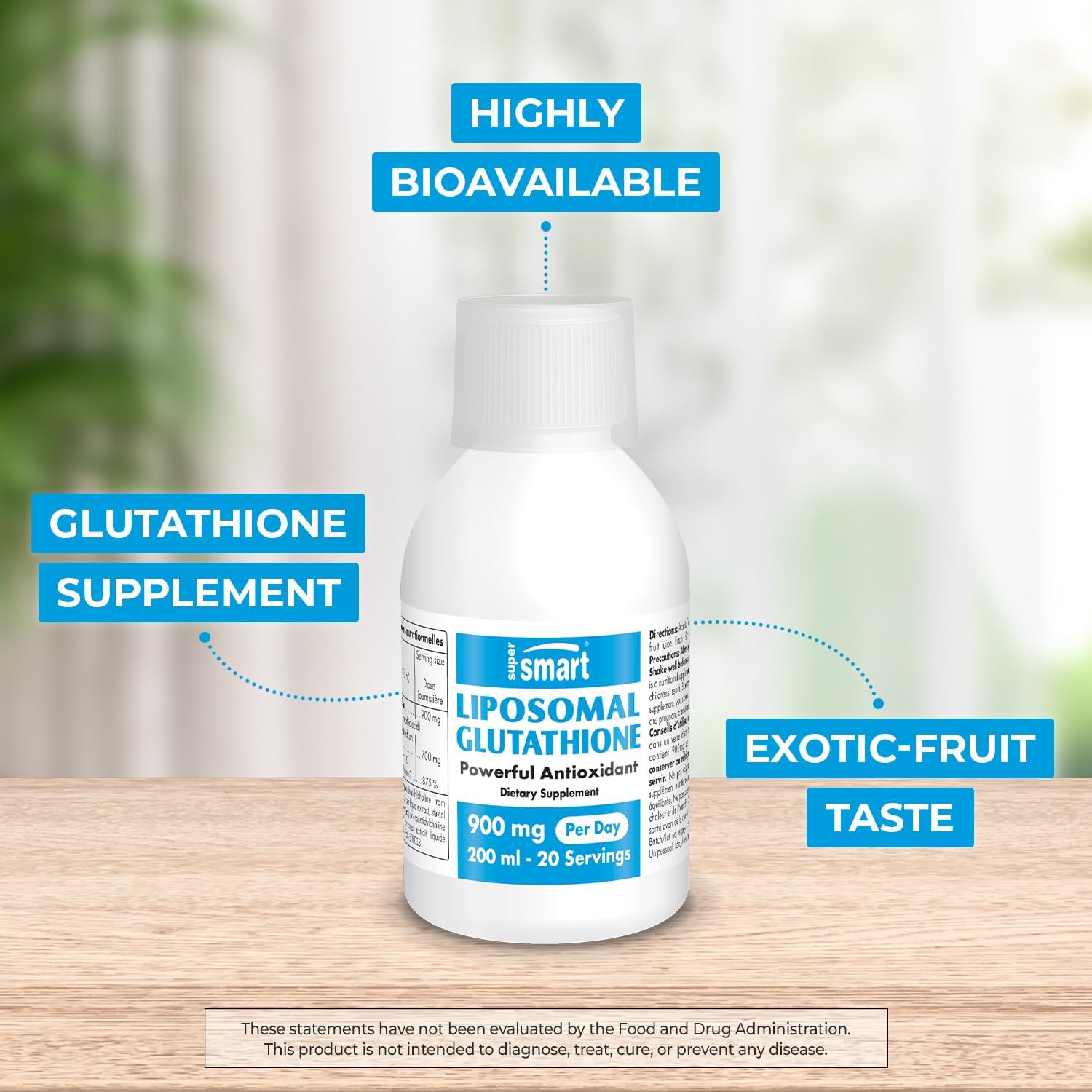 High Potency Liposomal Glutathione Liquid with Vitamin C - 900mg Daily Dosage - Enhanced Antioxidant Formula - Non-GMO & Gluten Free - 200ml - 20 Servings