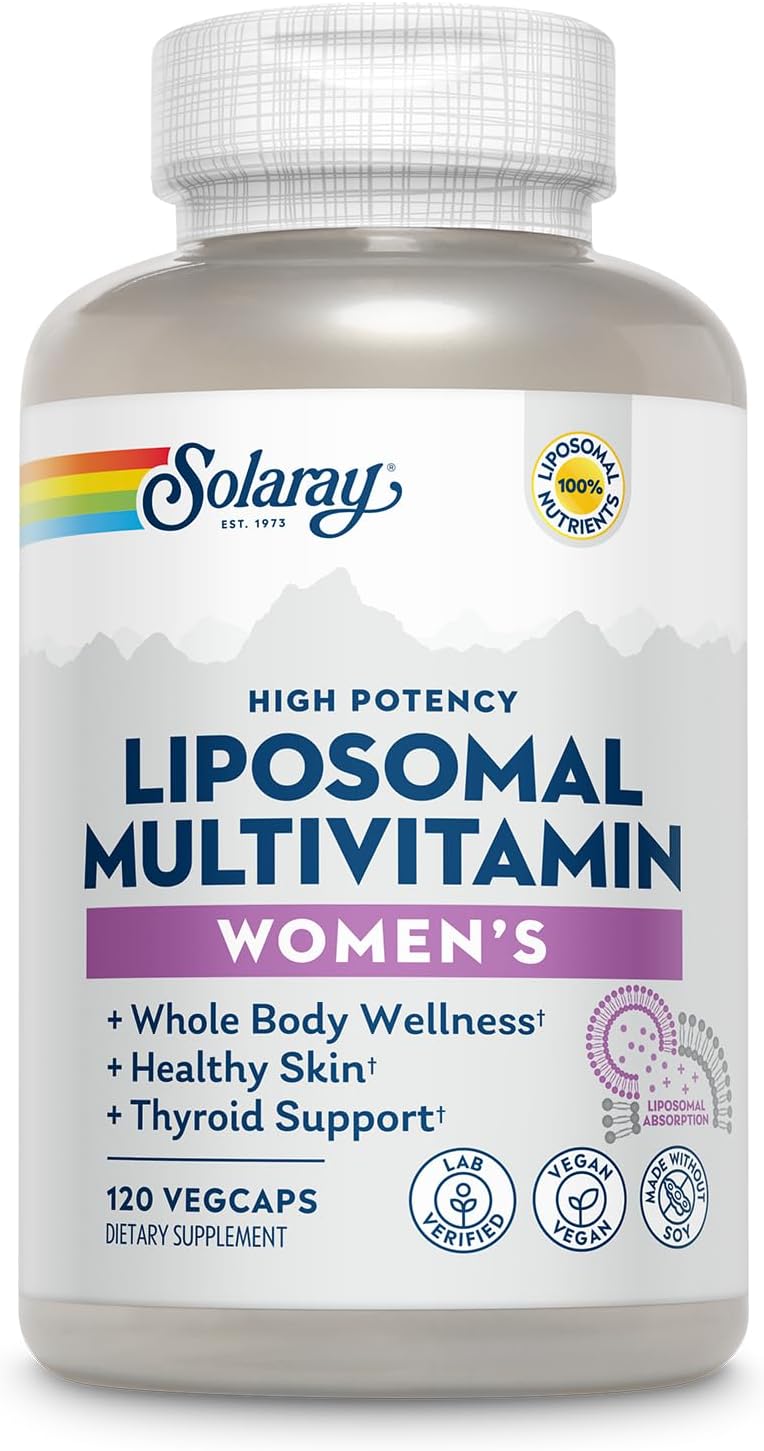 High Potency Liposomal Multivitamin for Women with Iron, Vitamin D, B12, and CoQ10 - Vegan, 120 VegCaps - Immune and Bone Health Support