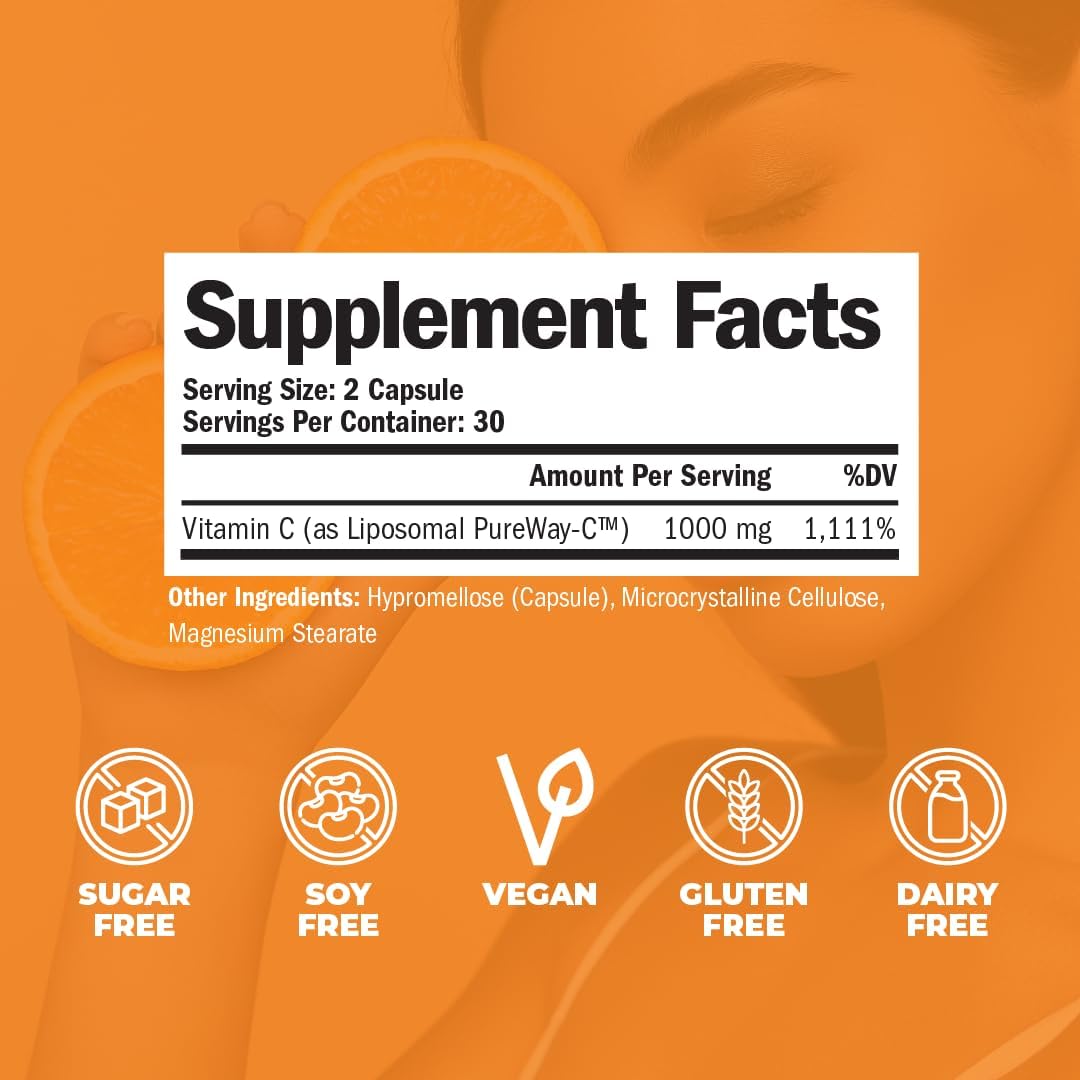 High Potency Liposomal Vitamin C Capsules for Immune Health & Antioxidant Support - Easy on Stomach - 60 Capsules - BoostGo Australia