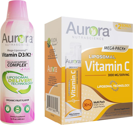 High Potency Liposomal Vitamin C & D3/K2 Combo for Immune Support & Calcium Absorption - 3,000 mg per Serving - BoostGo Australia
