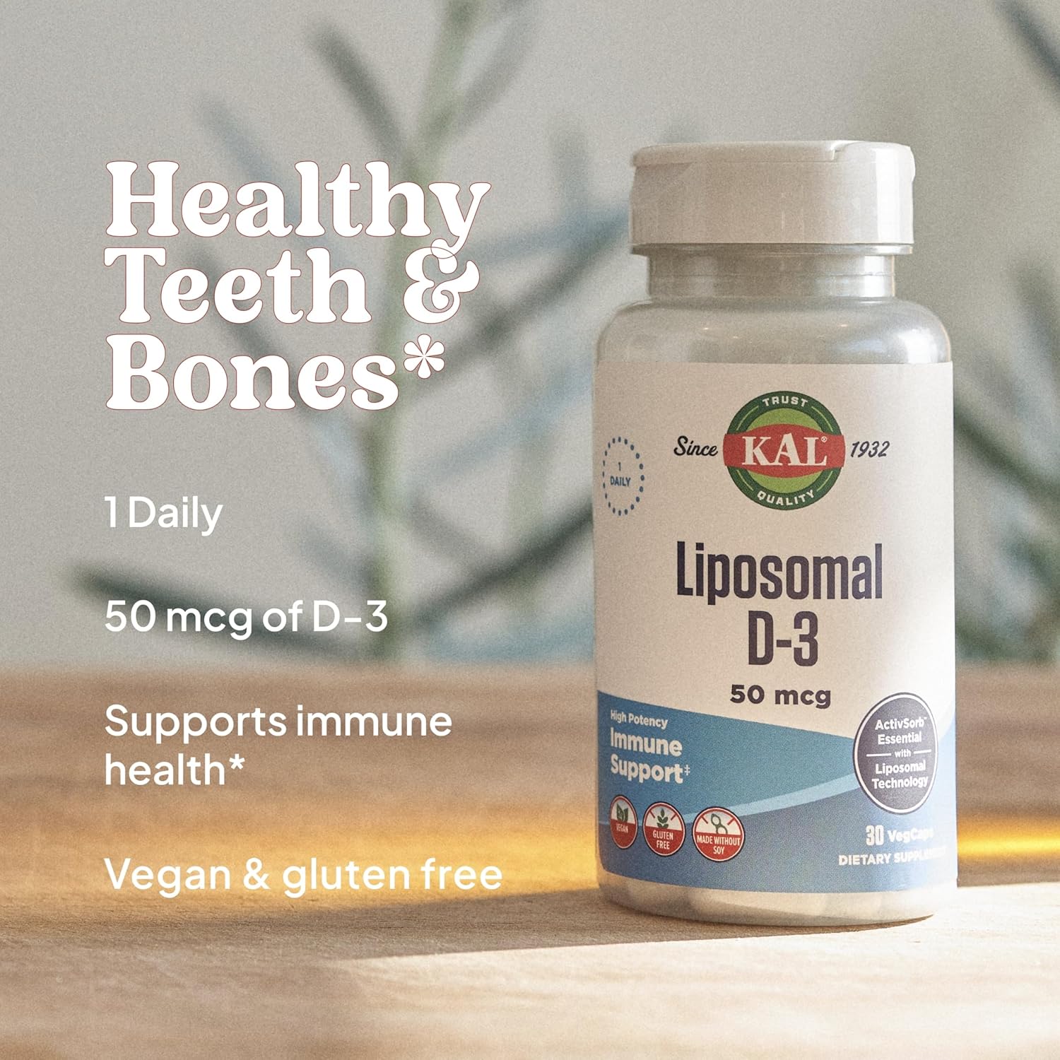 High Potency Liposomal Vitamin D3 Capsules, 50 mcg, Immune Support, Vegan & Gluten-Free, 30 Servings