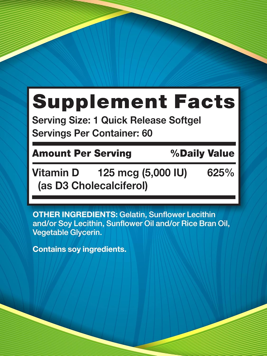 High Potency Liposomal Vitamin D3 Softgels - 5000 IU - 60 Count - Non-GMO & Gluten Free Formula