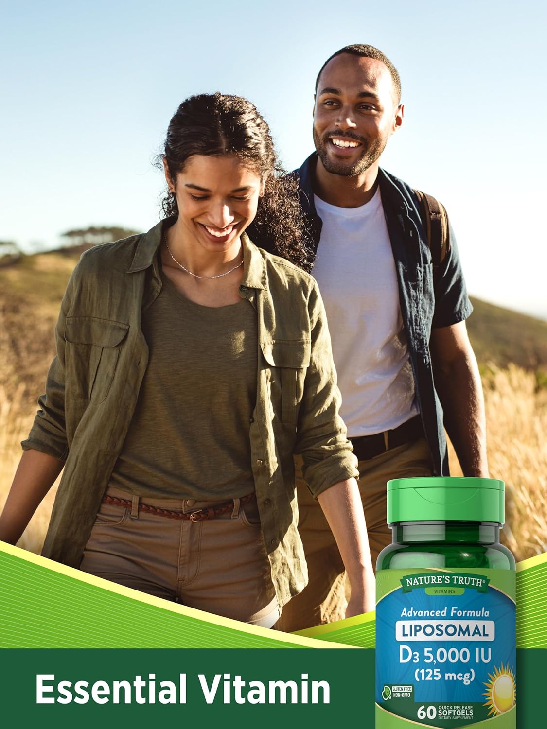 High Potency Liposomal Vitamin D3 Softgels - 5000 IU - 60 Count - Non-GMO & Gluten Free Formula