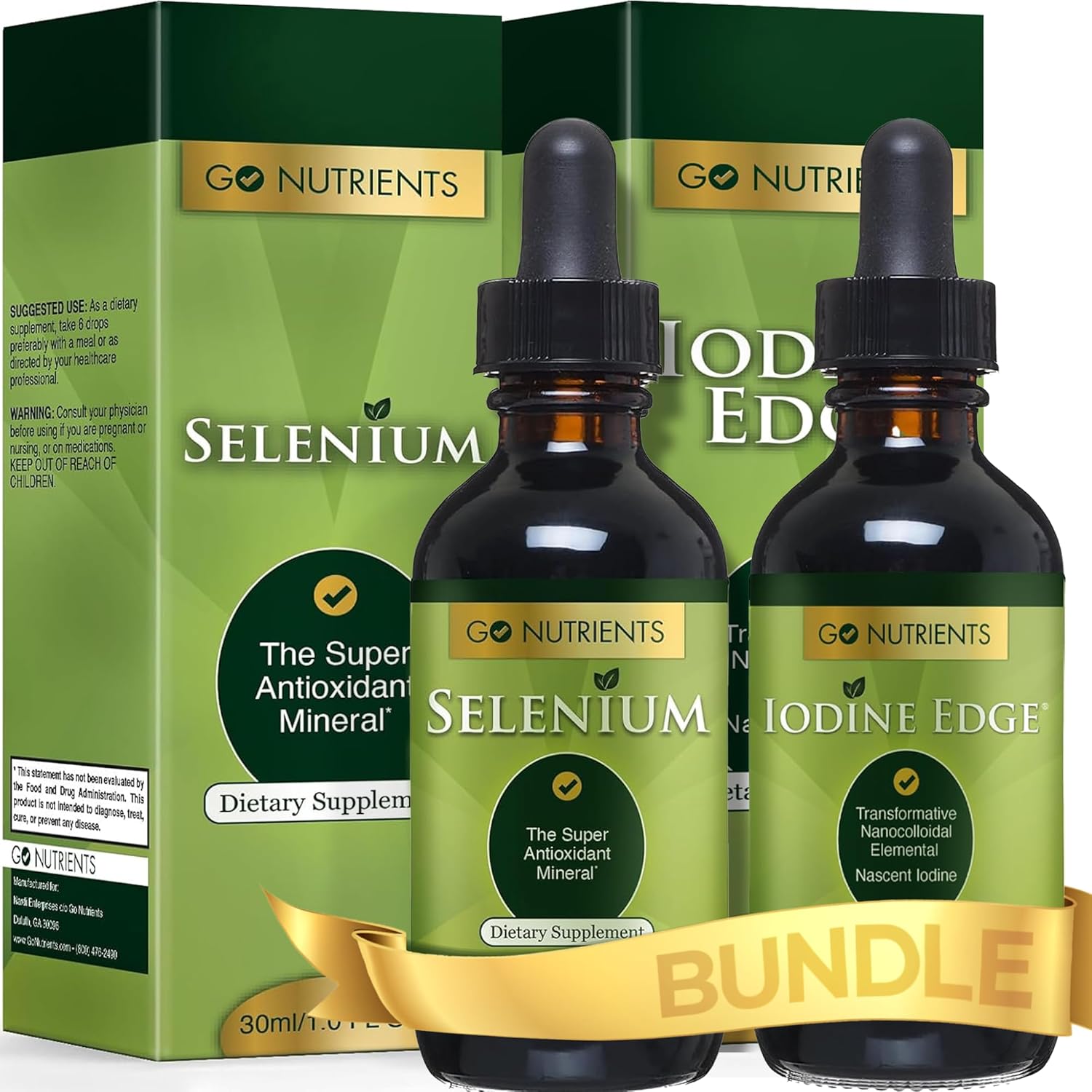 High Potency Liquid Drops of Selenium and Nascent Iodine Supplements - Non-GMO and Gluten-Free by Go Nutrients
