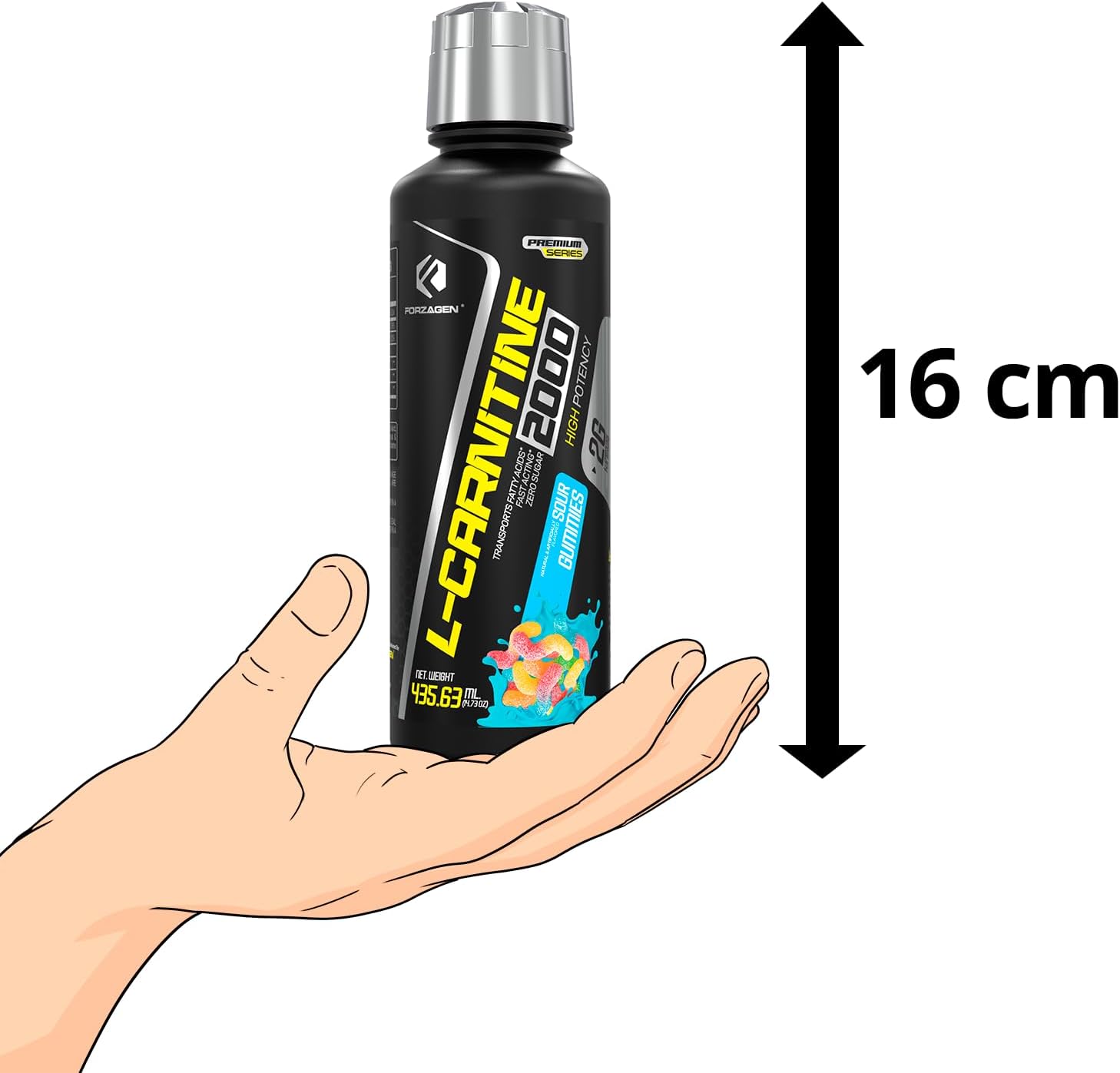 High Potency Liquid L-Carnitine with Vitamin B6 and Acetyl-L-Carnitine - 30 Servings of Sour Gummies with L-Tartrate - Forzagen L-Carnitine 2000